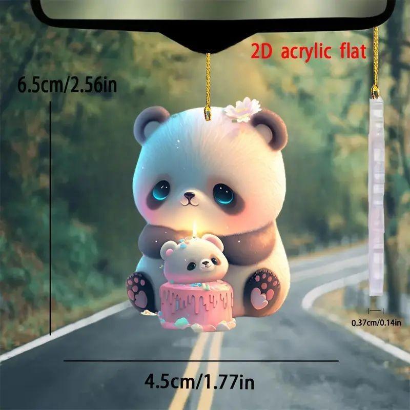 2d Acrylic Playful Bear Hanging Charm For Car Interior Accessory Travel Ring Key
