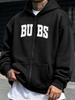 2026 New Men'S Sweatshirt Casual Fashion All-Match Style Zipper Hooded Jacket Individual BUBS Letter Print Retro Style Design Letter Graphic Pattern D