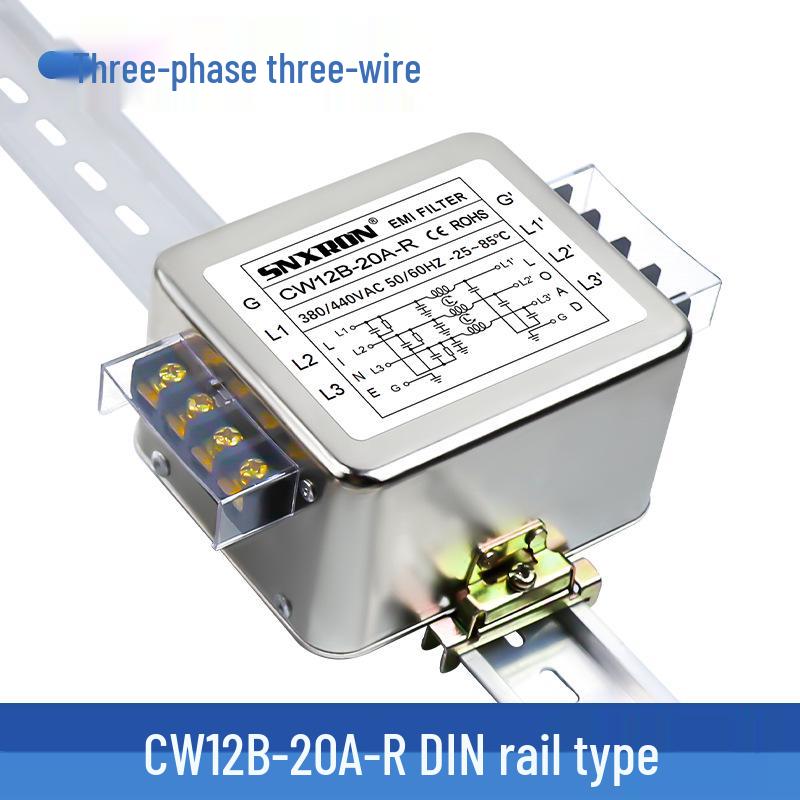 EMI 3-Phase 380V AC Filter CW12B Series with Rail-Mount Interference Purification