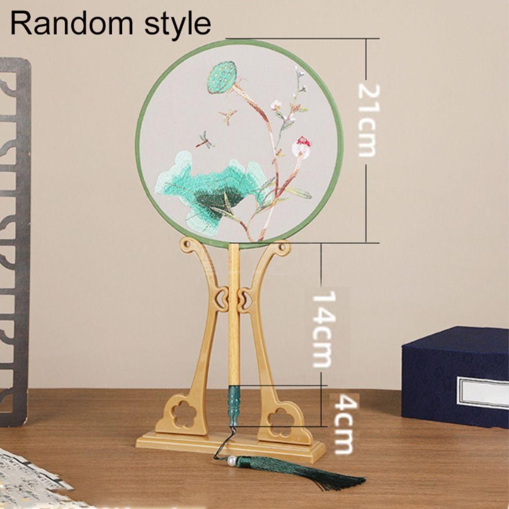 With Tassels Chinese Embroidery Fan Handheld Silk Fan Dance Fan Tuan Fan  Photography Prop