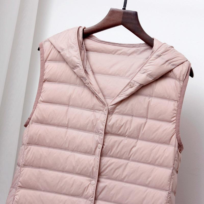 Schinteon Women Ultra Light Long Vest with Hood Casual Slim Waistcoat Gilet Fashion