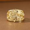 Elegant Hollow Four-leaf Clover Ring Copper Material Women Elegant Ring For Commute Matching