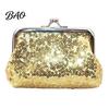 Compact Change Purse Women Coin Purse, with Metal Hinge And Kiss-lock Design, Lightweight Portable Small Wallet Mini Wallet, Sequined Glitter Vintage