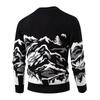 Men's Fashion Printed Sweater Knitted Cardigan Slim Fit Pullover Long Sleeve Sweater