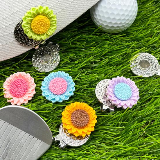 Magnetic Golf Ball Marker with Hat Clip Sunflower Shape Magnet Ball Marker Cap Clip Set for Men Women Golfers Bags Belts Visors Accessories