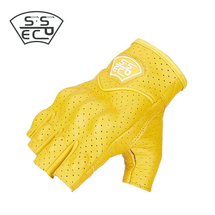 

Cycling gloves, locomotive handlebars, racing leather half finger, non-slip and breathable, knight sport M жёлтый