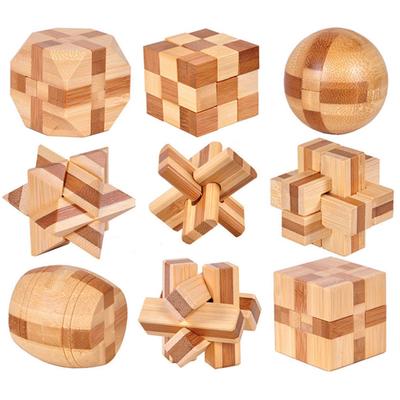 Chonor Gehirnjogging IQ-Test 3D Holzpuzzle Spielzeug, 9 Teile Set, Gehirn Geist Teaser Puzzle Geschenk für Erwachsene & Kinder