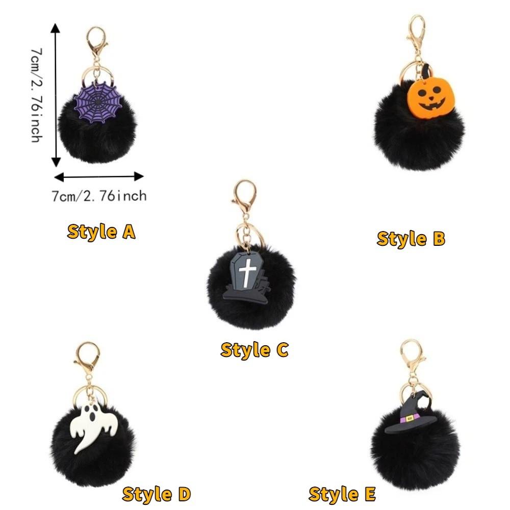Fluffy Halloween Plush Keychain Cartoon Bag Charm Handbag Charm Car Keyring  Backpack Decor