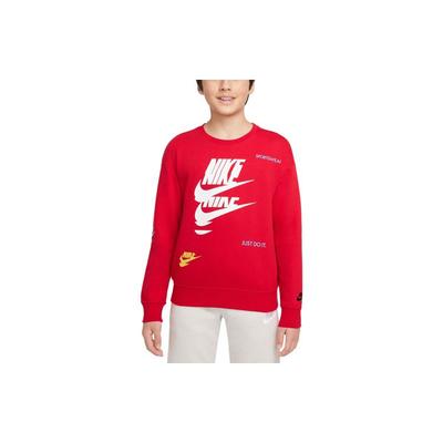 Nike Su raidžių raštu apvalia apykakle ilgomis rankovėmis džemperis Vaikams džemperis Universitetinė raudona DZ7685-657
