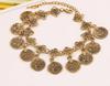 Party Hippy Boho Beach Turkish Jewelry Gold Color Coin Vintage Bohemia Carved Coin Anklet Bracelets Bangles for Woman Pulseras