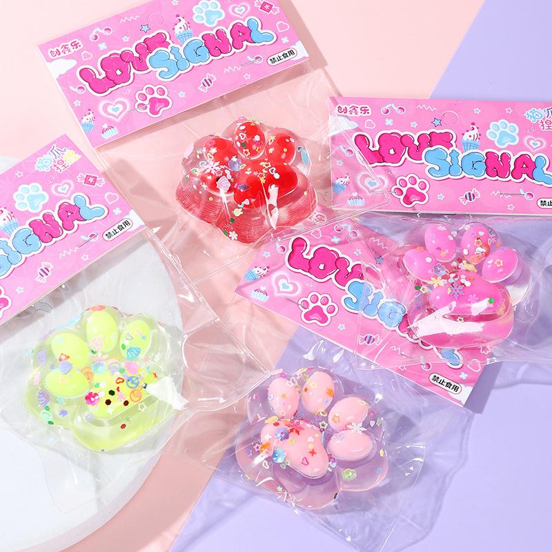 Kawaii Cat Paw Squishy Fidget Toy Cartoon Soft Squeeze Decompression Stress Relief Slow Rebound Toy For Adult Kids