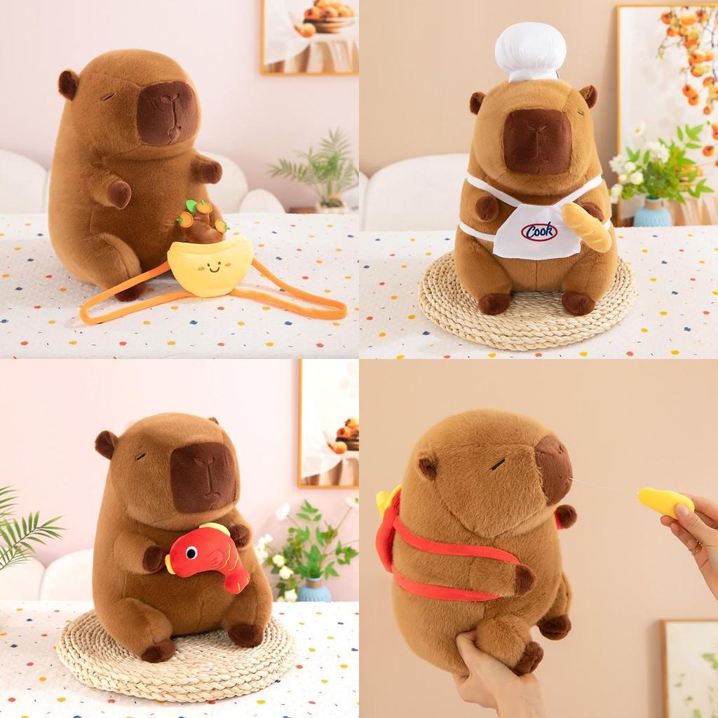 Capybara Fortune Tree Chef Plush Toy Koi Fish French Fries Backpack Gift Kids