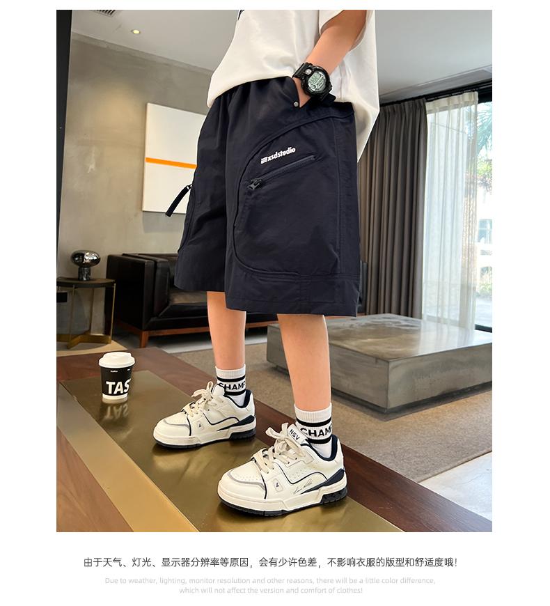 Boys' summer thin workwear shorts 2026 new item, big boys' summer clothes, boys' mid pants, worn over children's five quarter pants