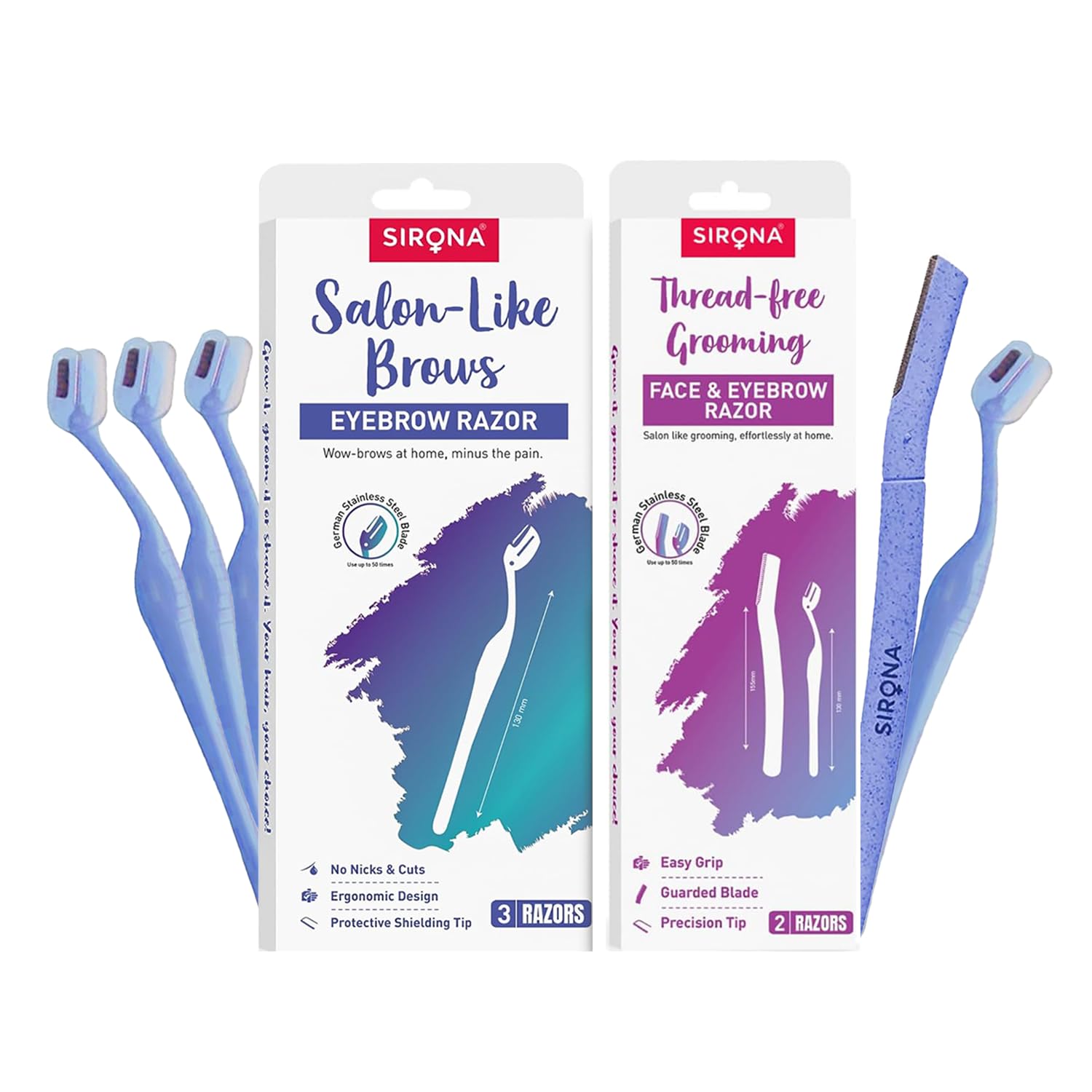 

Sirona Reusable Eyebrow Razors for Women | Face Razor for Women for Facial Hair Removal | Gentle Eyebrow Shaper | Facial Razor with Protective Bl