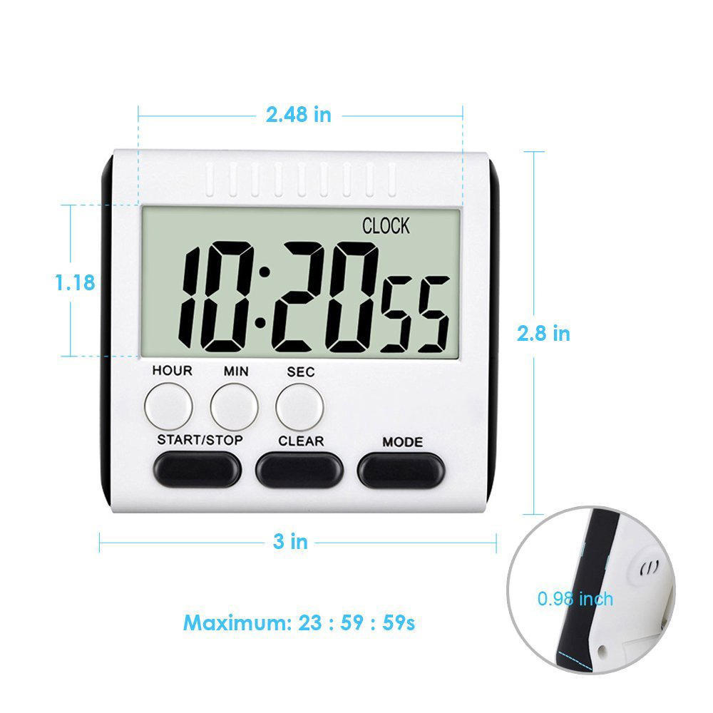 Mutfak Malzemeleri Pişirme Zamanlayıcısı LCD Dijital Zamanlayıcı Geri Sayım Saati Hatırlatıcı Alet Yüksek Alarm Kronometre Hatırlatıcı Motor Öğrenimi İçin