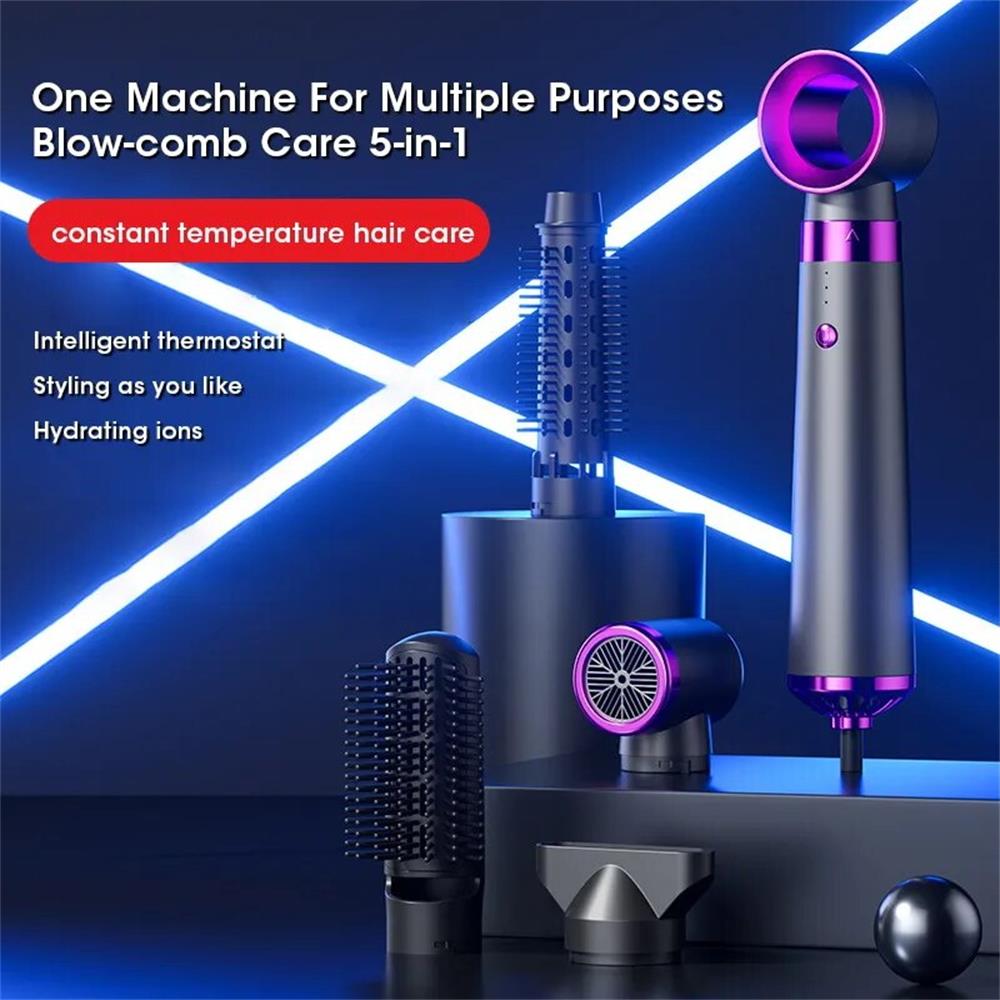 5-in-1-Elektro-Haartrockner, Airbrush, multifunktionaler Haarglätter, Lockenwickler mit negativen Ionen, Föhn, Styling-Werkzeugset