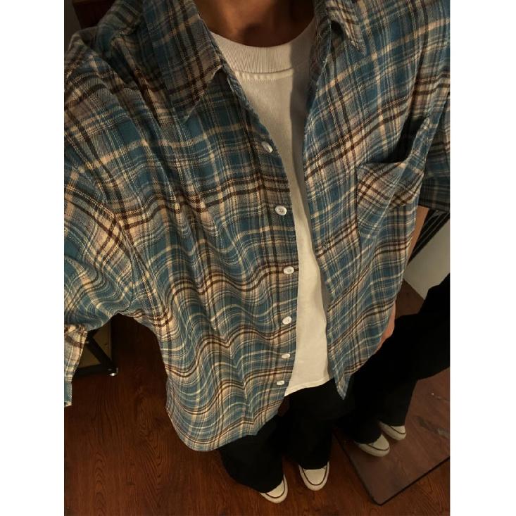 Retro Plaid Shirt For Women In Spring And Autumn, Thin Style, Summer Loose Design, Niche Long Sleeved Shirt, Outerwear, Inch Shirt