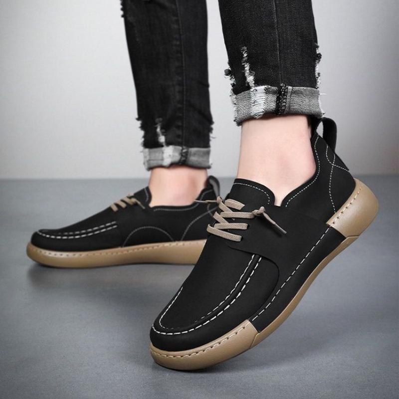 Round Toe Lace Up Loafers Soft Leather Shoes for Men Summer Sale Designer Adults Classic Original Social On Pu Man Casual Shoe