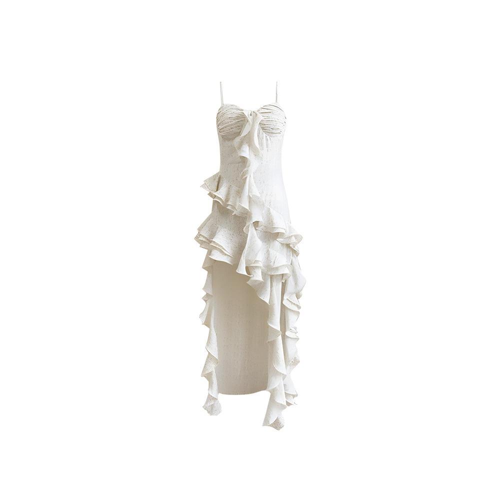 Ruffle Leaf Irregular Suspender Dress Fairy Seaside Vacation Beach Dress Summer Temperament