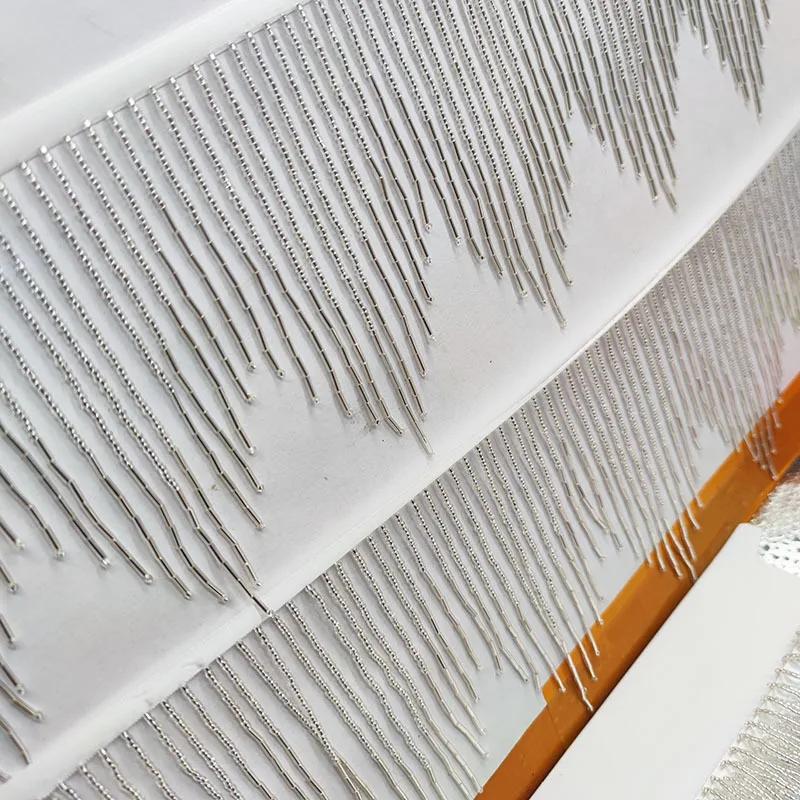 

1Yard Lace Trim Purple White Bead Tube 13cm Tassel Clothes Accessories Wedding Evening Dress Dance Costume Fringe Decoration