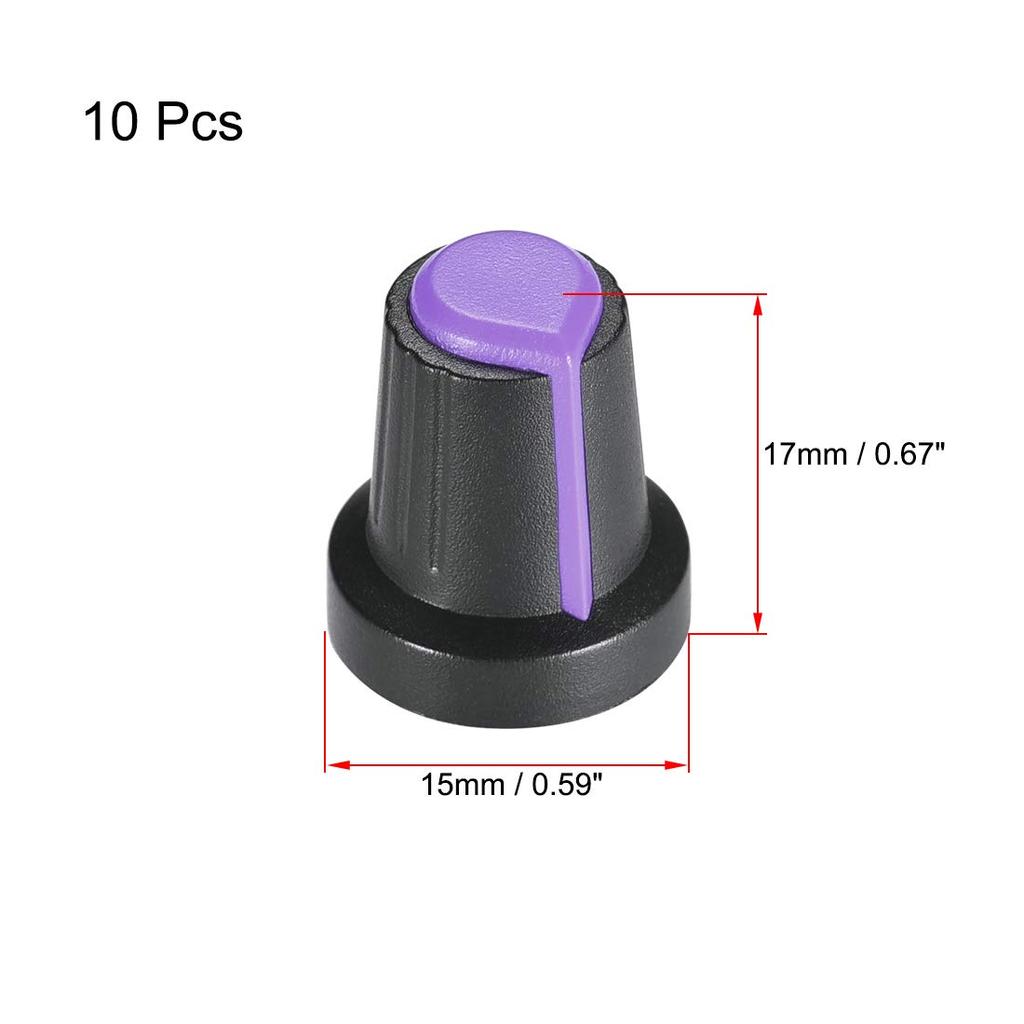 Uxcell 6mm Shaft Hall Knob for Speaker Effect Pedal Amplifier Potentiometer Knob 10 Pieces Purple