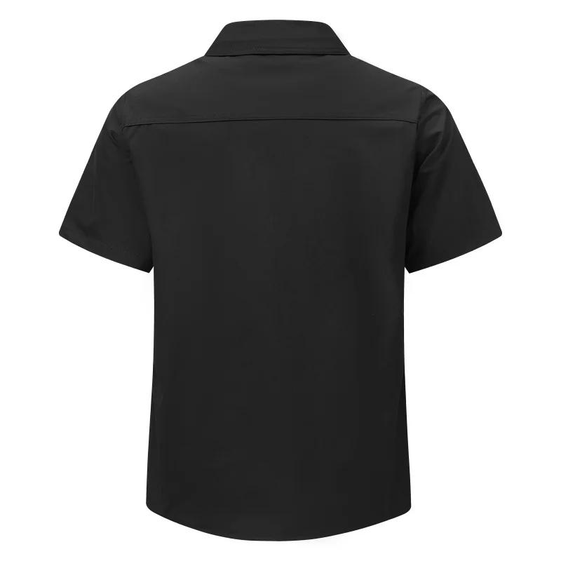 Summer Fashion Men's Casual Shirt Short Sleeve Solid Color Cargo Work Shirts with Pocketbreathable Shirts Men