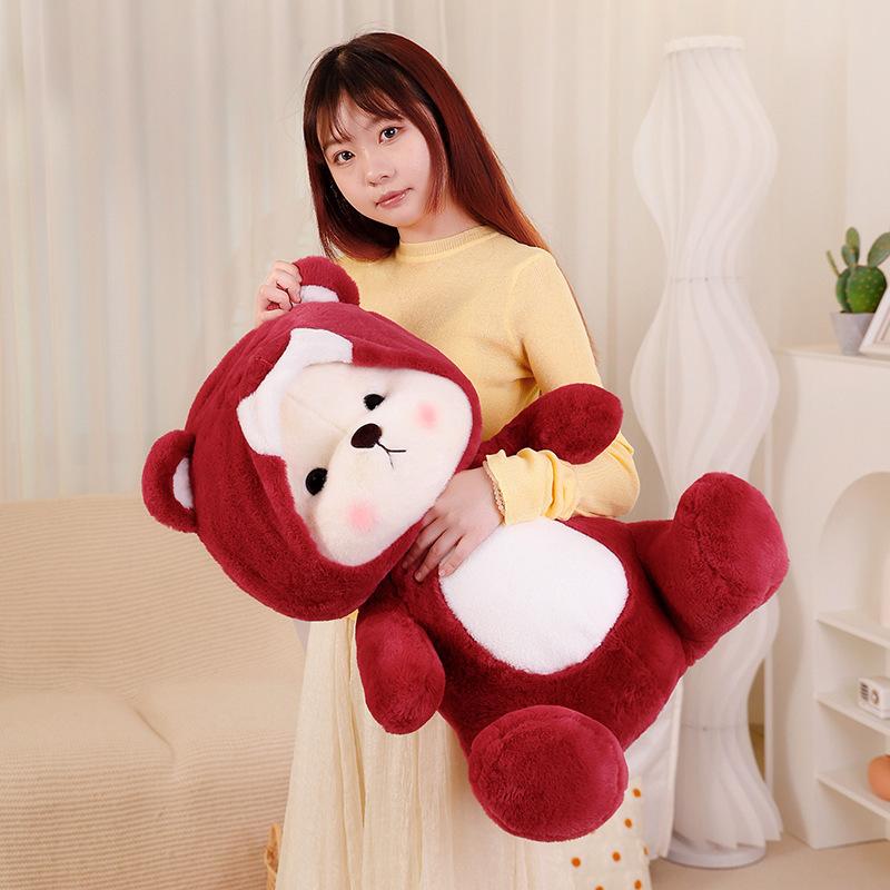 Søt transformasjonsbjørn dukke plysjleketøy jente seng sovedukke varmt hjerte følge barn bursdagsgave