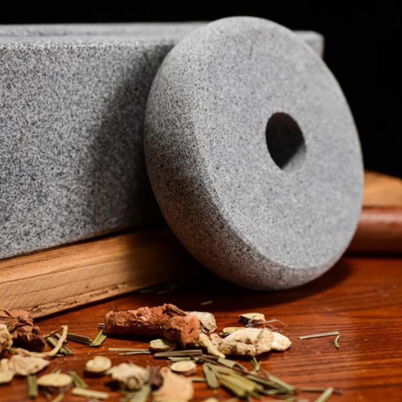 Natural Stone Mill Grinder Set Retro Chinese Traditional Manual Grinder Roller Tea Tray Seasoning Herbal Mills Machine Decor