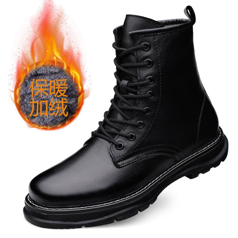 

Men s shoes Martin boots Outdoor tooling boots Autumn and winter lace-up leather cowhide casual leather boots Large size cotton boots Men s 46