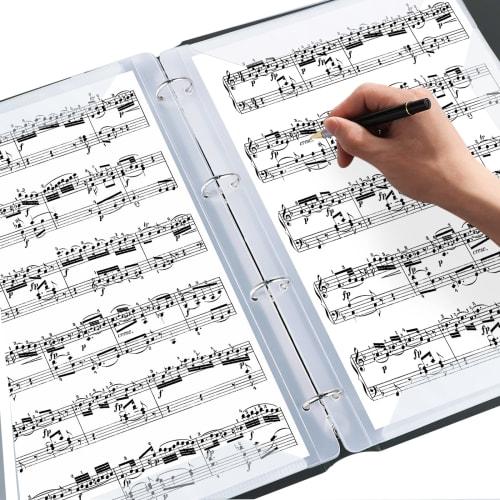 A4 Sheet Music File, 40 Pages, Loose-Leaf, Thick, Music Score Holder, Music Case with Rings, Large Capacity, 180 Page Spread, Anti-Reflective, Sheet