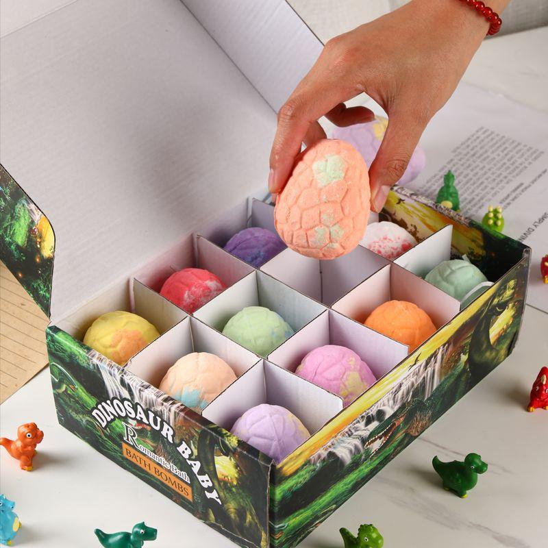 12er-Pack Dinosaurier-Ei Sprudelnde Badebomben für Kinder, 100g Badesalz mit ätherischen Ölen, Lustige Badespielzeuge, Partygeschenke