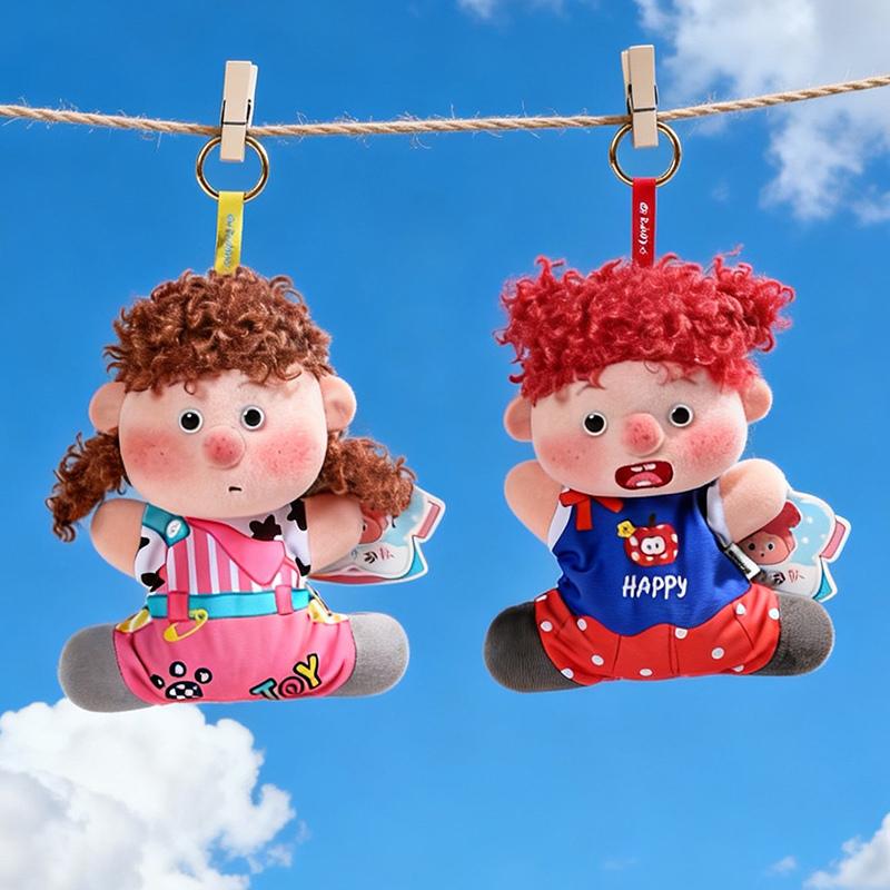 Blonde Boy & Brown Red Yellow Hair Girl Plush Doll - Soft Fluffy Stuffed Toy, Cute Collectible Doll for Kids & Display