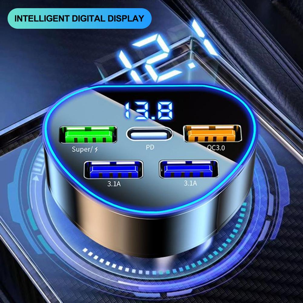 Car Heart-shaped Charger USB Type C Super Fast Charging In Car with LED Voltage Monitor for Smart Phones
