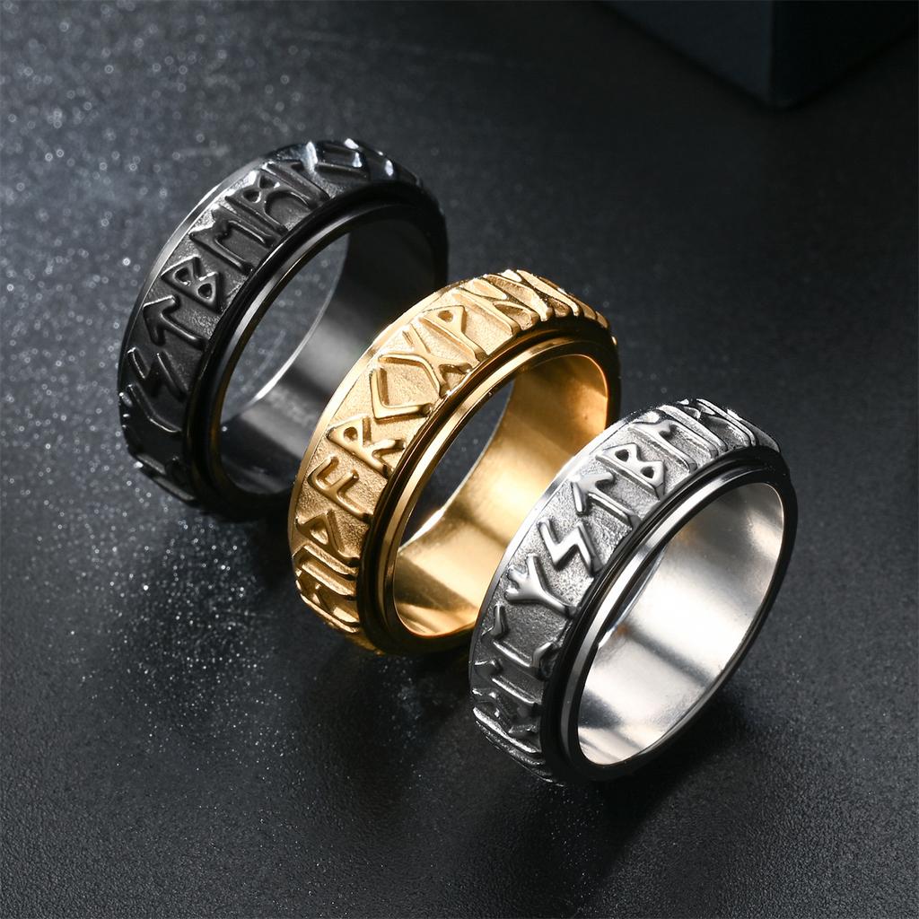 Rotatable Evil Eye Titanium Steel Stress Relief Ring Vintage Artistic Jewelry