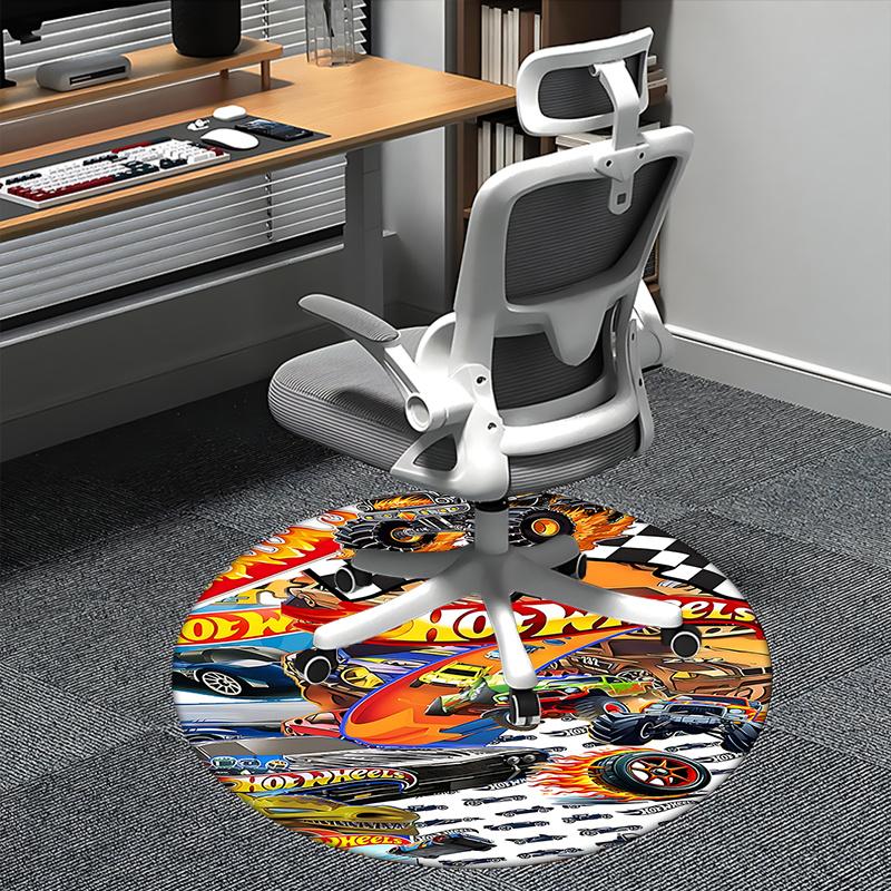 Monster Truck Theme Chair Mat Round Carpet - Gaming Decor, Office Rug, Bedroom, Living Room, Home Decoration