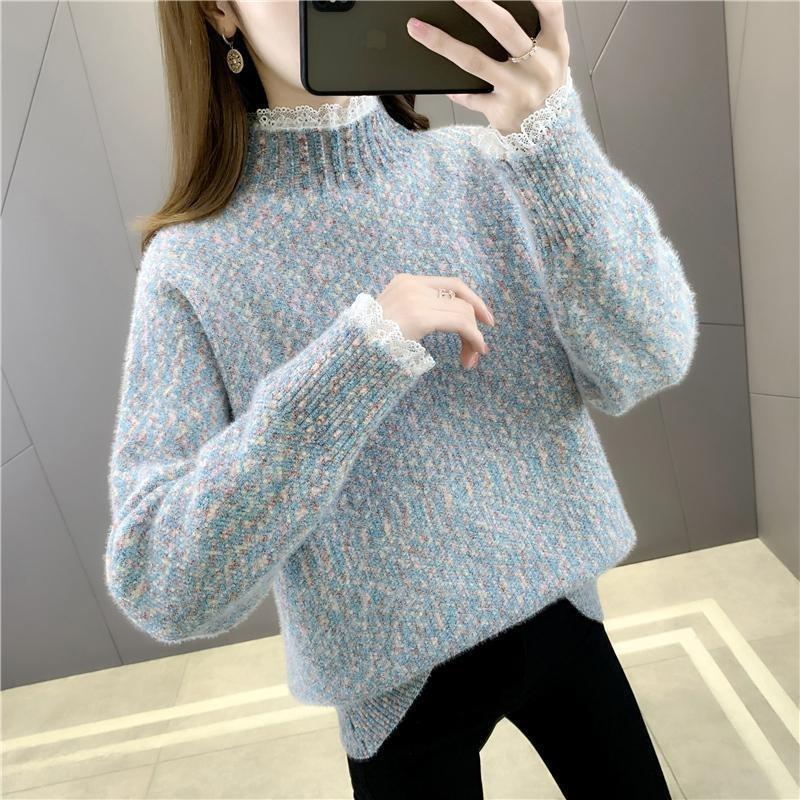 Dámský svetr Volný Ležérní Sníh a Vítr Neil Pletené svetry Teplý Jednobarevný Elastický Pulovr Silné a Volné Topy Svetr Dámský