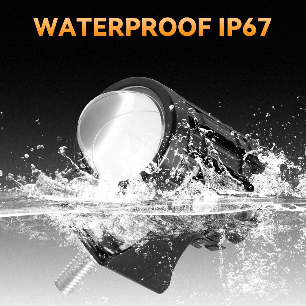 Motorcycle LED Spotlight Headlight Spot Fog Dual Colour LED Lens Hi/Low Beam Driving Lights Auxiliary Light