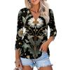 Women's Casual Fashion Floral Print Three-quarter Sleeve Button Cardigan Top