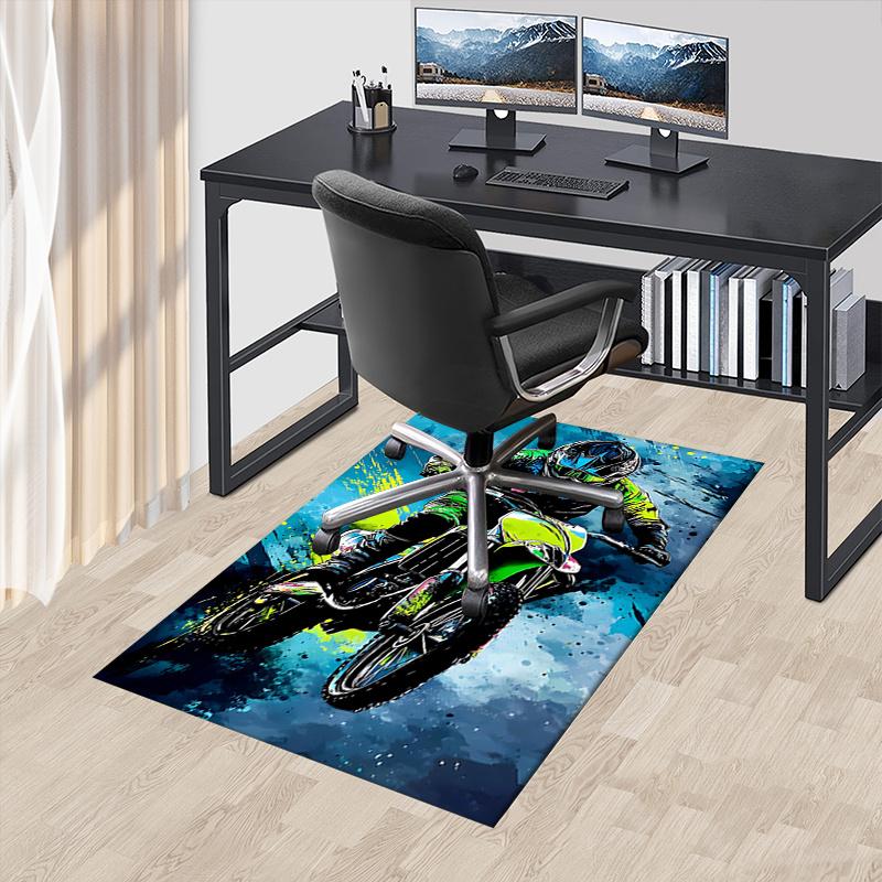 Motorcycle Theme Office Carpet Chair Mat Large Desk Protector for Home Decor, Sofa Rug, Office Flooring, Gift Idea for Any Room