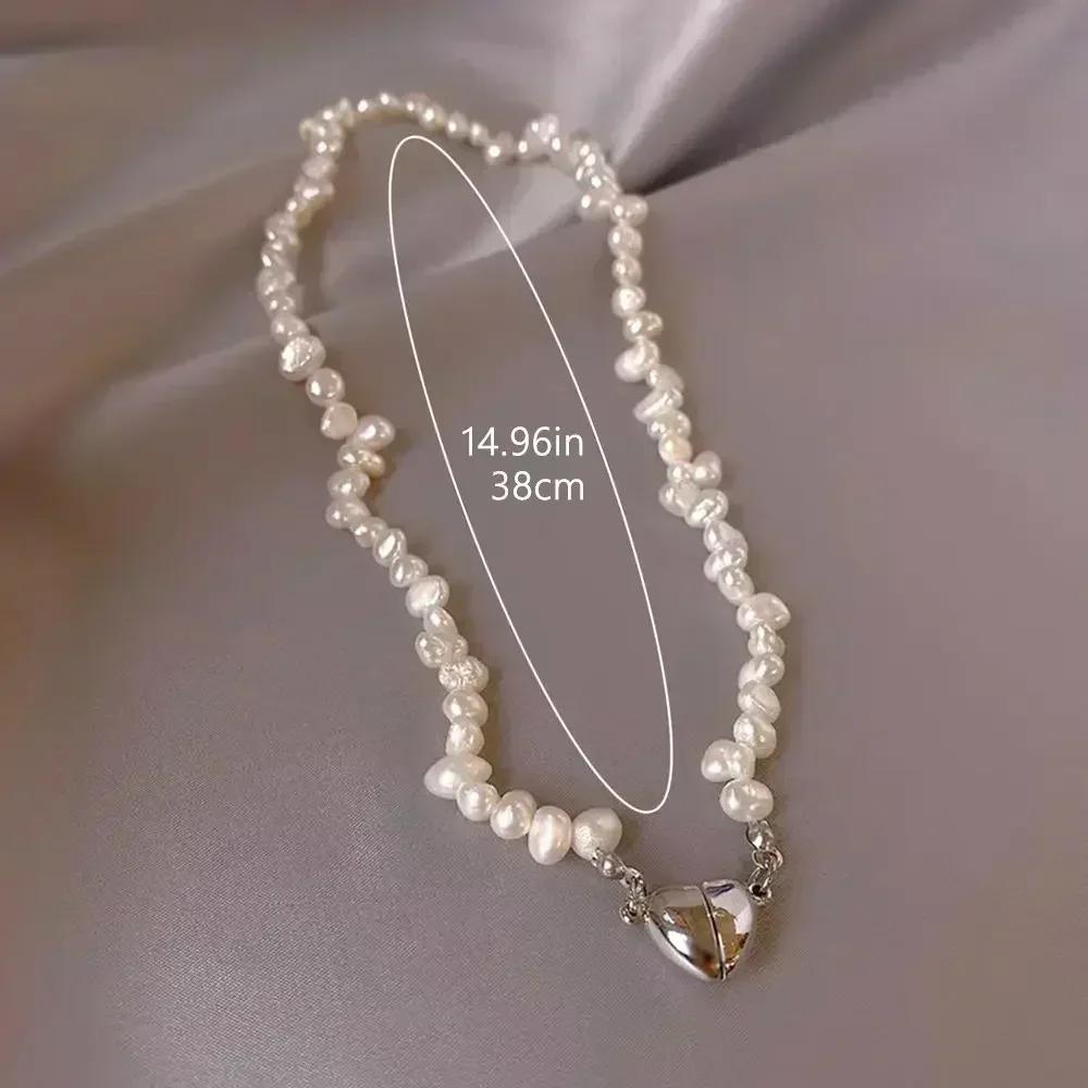 Korean Exquisite Retro Flower Love Heart Beaded Necklace For Women Personality Simple Cool Clavicle Chain Fashion Y2K Jewelry