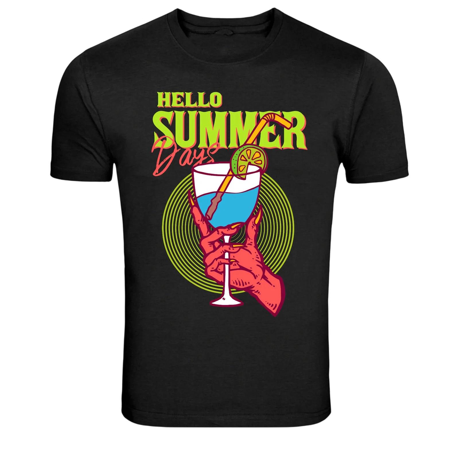 Hello Summer Days Cocktail Tropical Party T-Shirt M