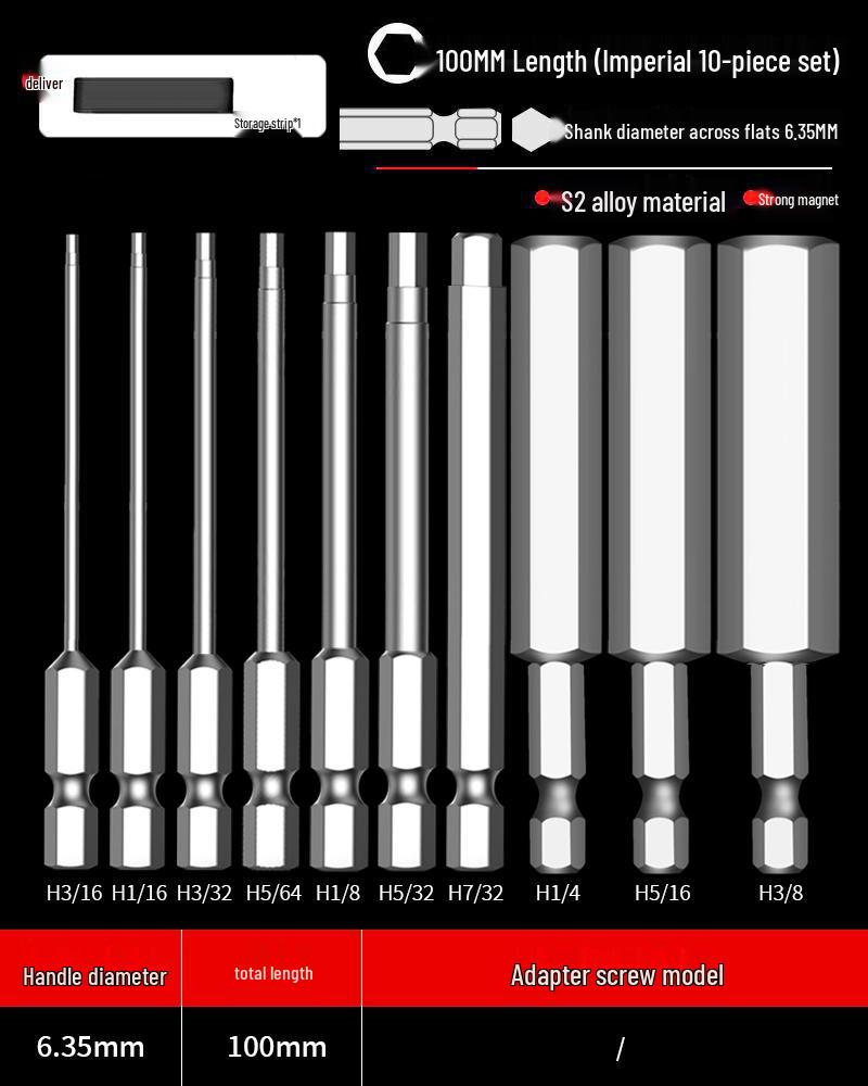 Hexagonal Driver Bit Extension for Screwdriver and Drill