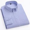 New Cotton Oxford Shirts Men's Long Sleeves Stripe Thin Soft Regular Fit Formal Dress Shirt Pocket Social Blouse Male Clothing