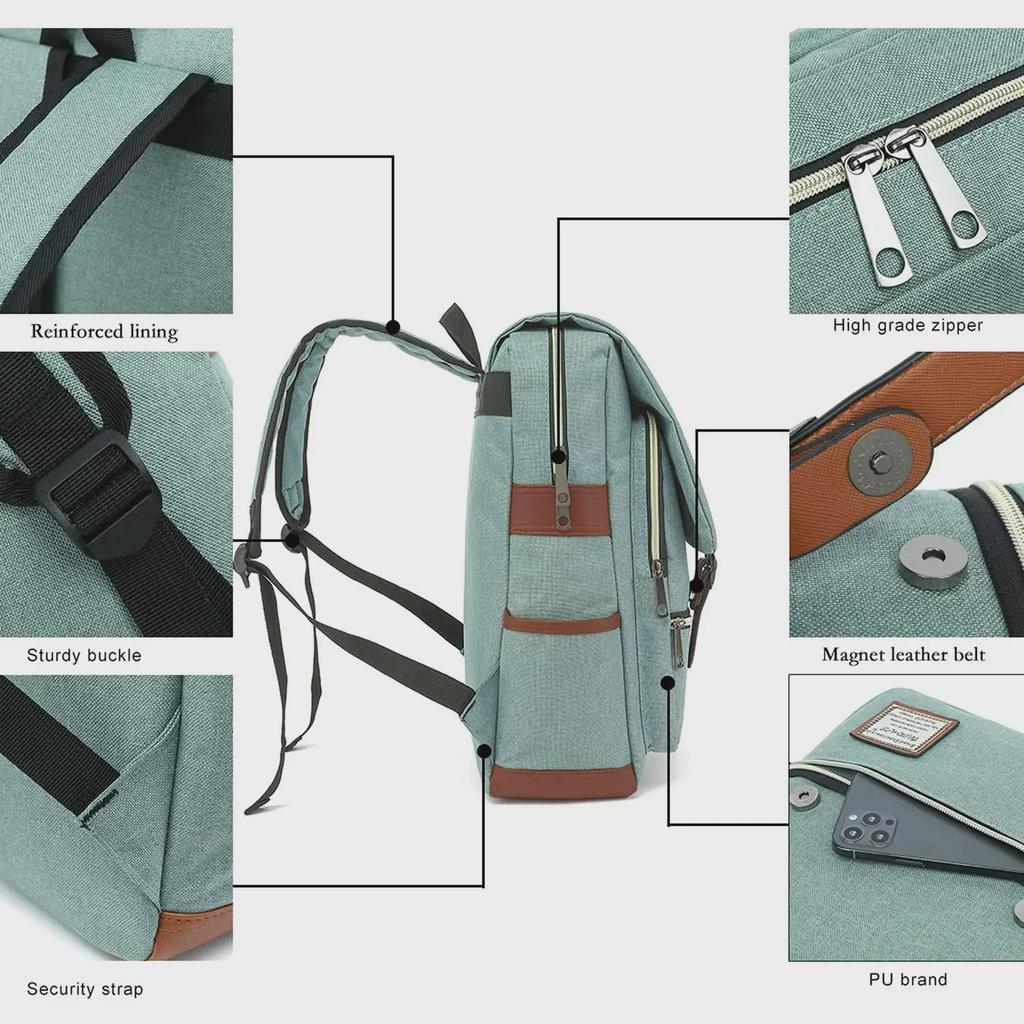 Retro Canvas USB Backpack: Unisex, Large Outdoor Travel Bag