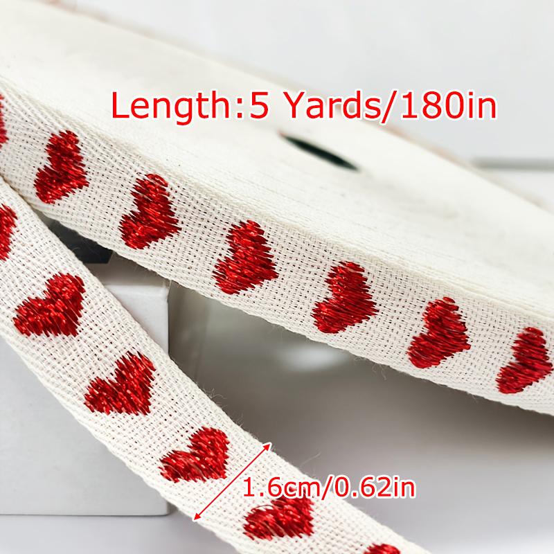 5 Yards/Roll Christmas Ribbon Wedding DIY Craft Ribbon Christmas Decorations Love Jacquard Embroidery Ribbon Handmade 16mm