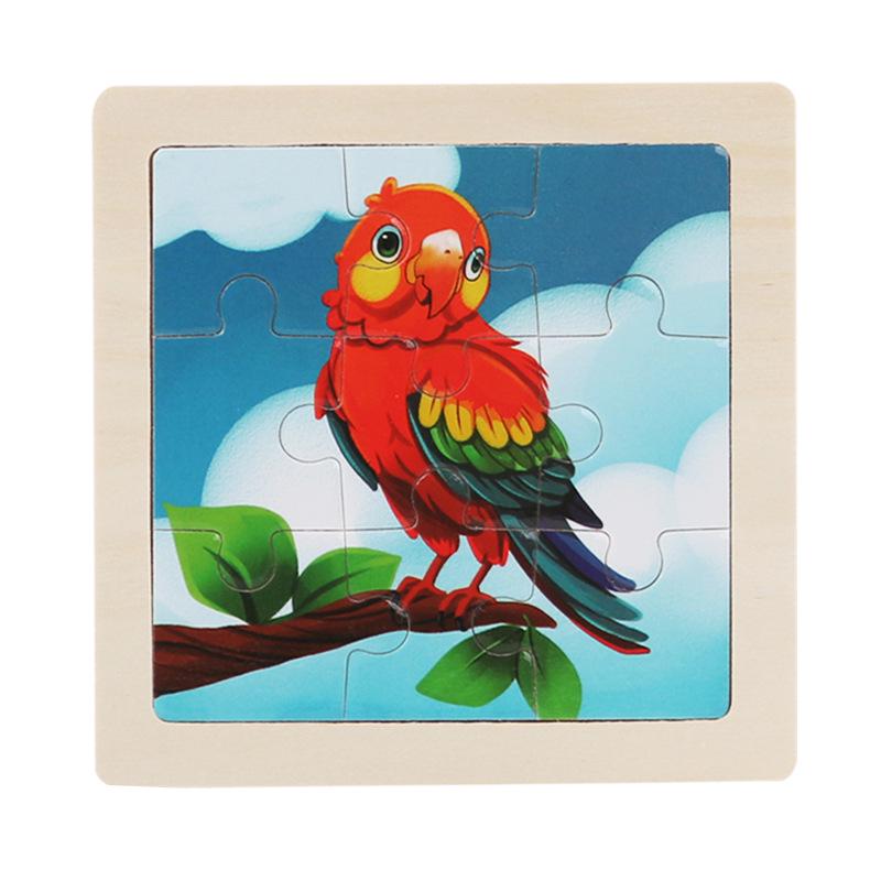 9-Piece Wooden Cartoon Animal Transport Jigsaw Toy for Early Education