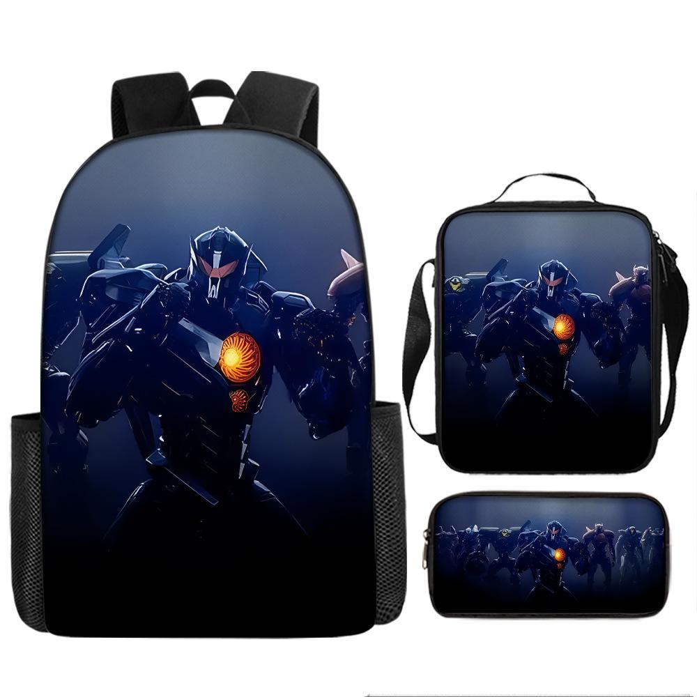 Pacific Rim schoolbag, primary and secondary school students, boys, mecha war, monster backpack, kindergarten burden reduction three-piece set