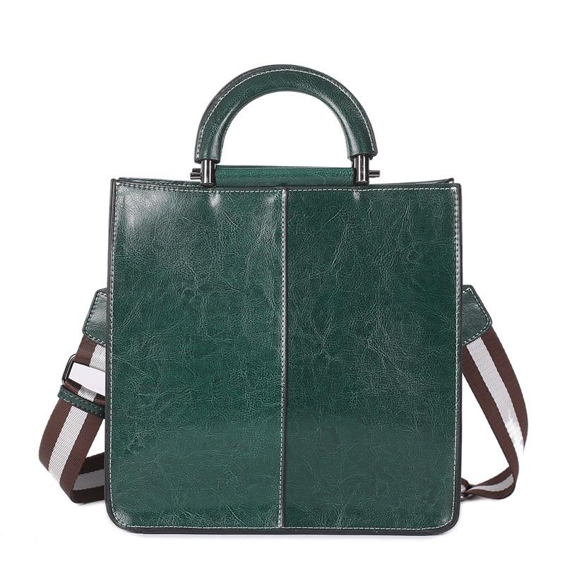 Spliced Genuine Leather Women's Handbag Shoulder Bag Fashion Cowhide Handbag