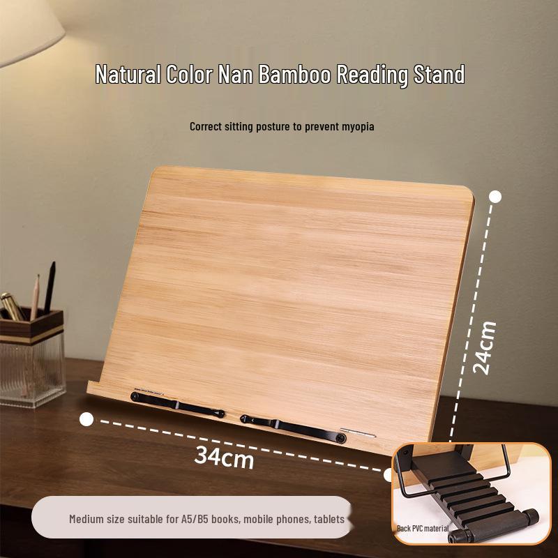 Nastavitelný bambusový stojan na čtení pro děti a studenty