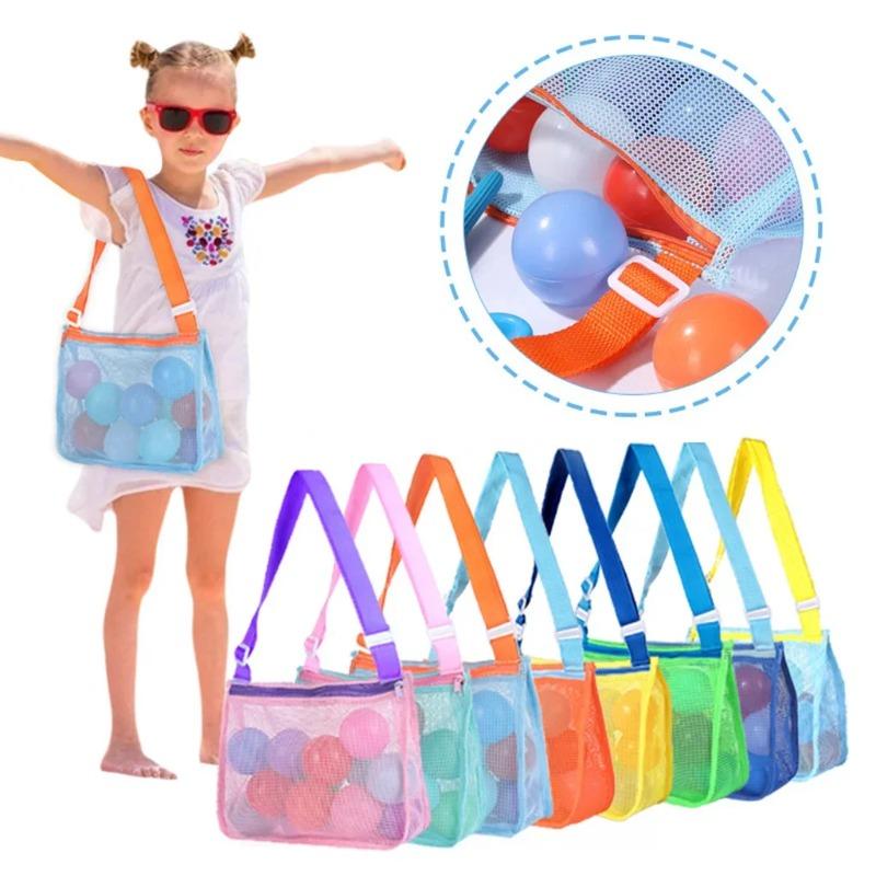 Foldable Sand Away Beach Mesh Bag for Kids, Portable Storage Bag for Beach Toys & Clothes, Versatile Organizer Also Used As Women Cosmetic Makeup Bag